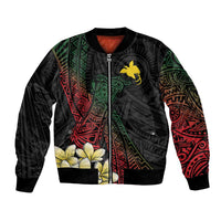 Personalized Papua New Guinea Bomber Jacket Kundu Drum Motifs - Sepik Colors LT7 Unisex Black - Polynesian Pride