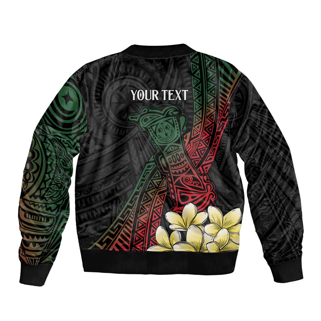 Personalized Papua New Guinea Bomber Jacket Kundu Drum Motifs - Sepik Colors LT7 - Polynesian Pride