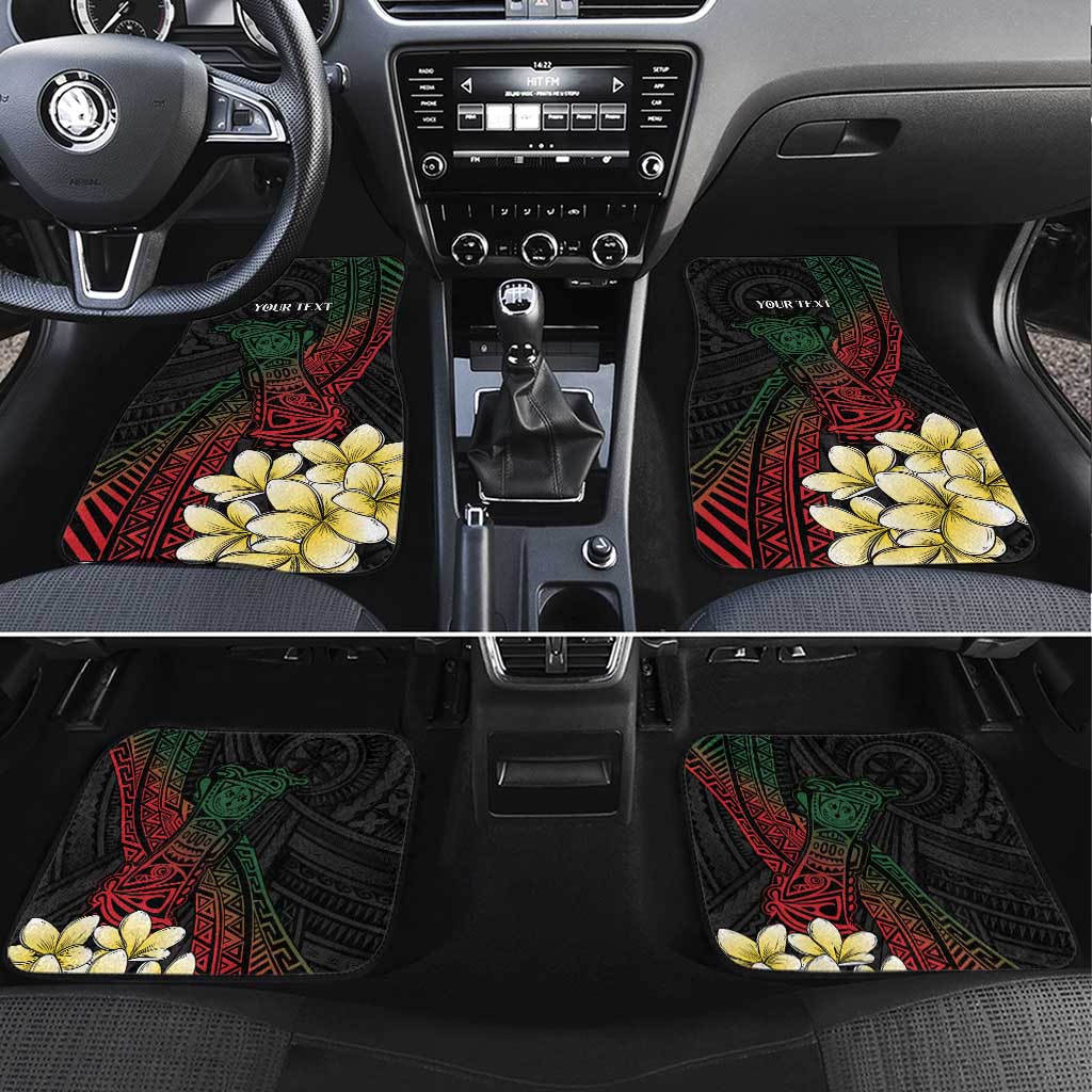 Personalized Papua New Guinea Car Mats Kundu Drum Motifs - Sepik Colors LT7 Set 4pcs Black - Polynesian Pride