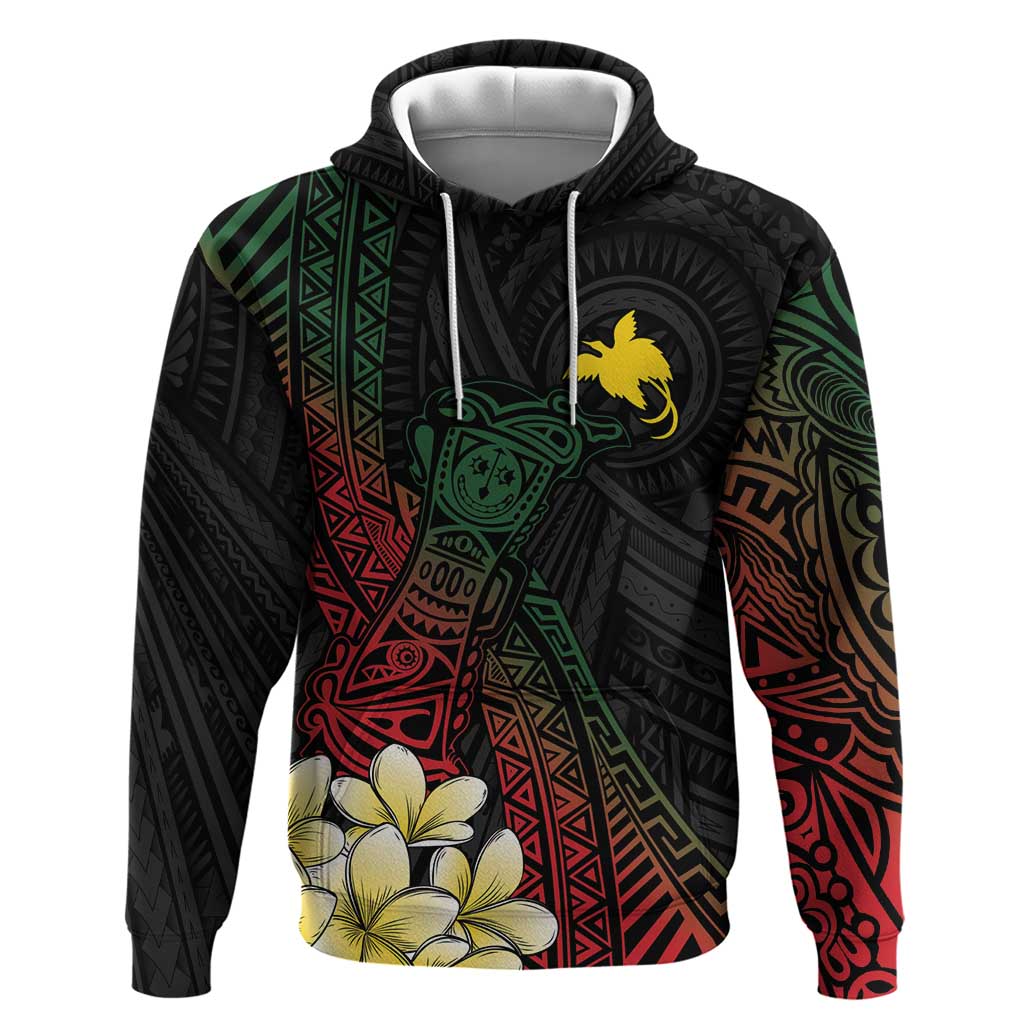 Personalized Papua New Guinea Hoodie Kundu Drum Motifs - Sepik Colors LT7 Pullover Hoodie Black - Polynesian Pride