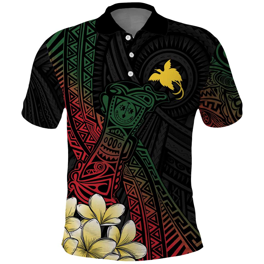 Personalized Papua New Guinea Polo Shirt Kundu Drum Motifs - Sepik Colors LT7 Black - Polynesian Pride