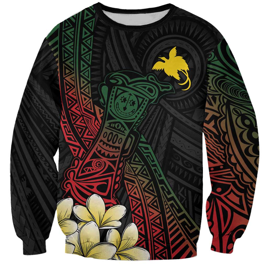 Personalized Papua New Guinea Sweatshirt Kundu Drum Motifs - Sepik Colors LT7 Unisex Black - Polynesian Pride
