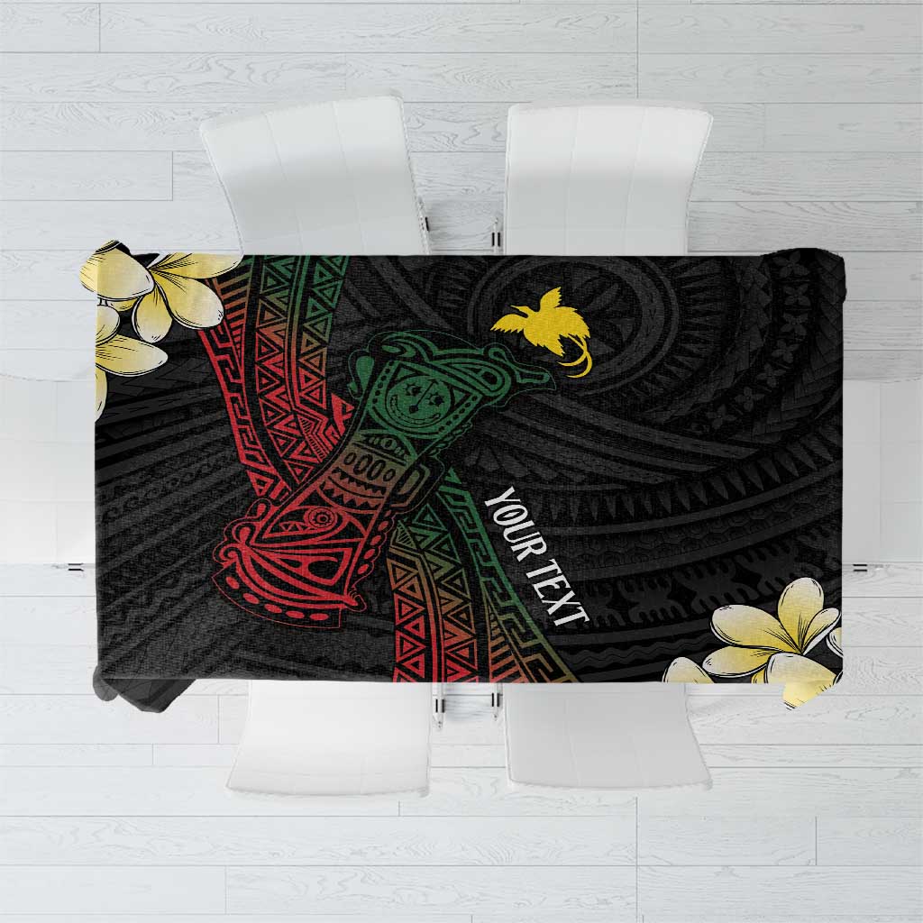 Personalized Papua New Guinea Tablecloth Kundu Drum Motifs - Sepik Colors LT7 Black - Polynesian Pride