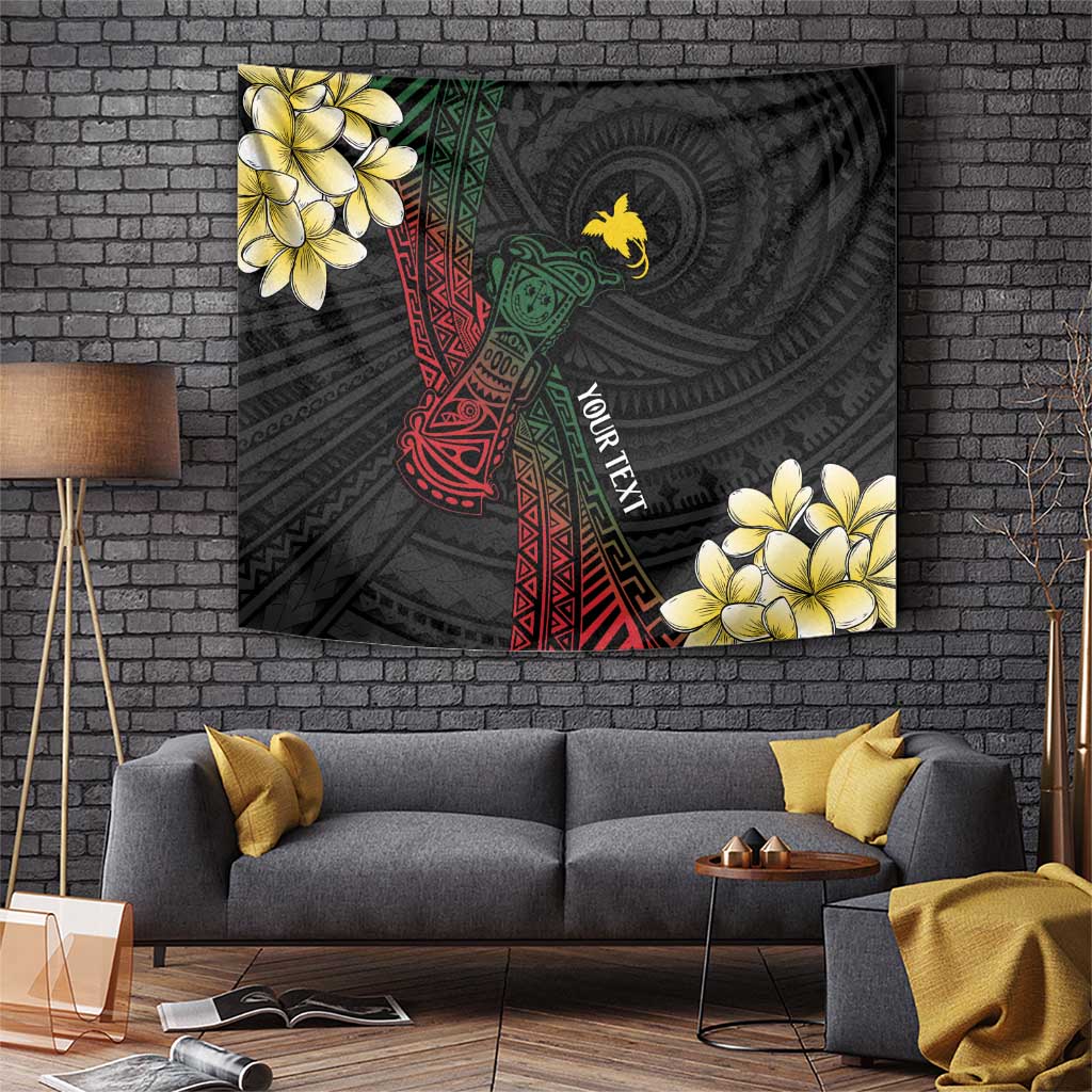 Personalized Papua New Guinea Tapestry Kundu Drum Motifs - Sepik Colors LT7 Black - Polynesian Pride