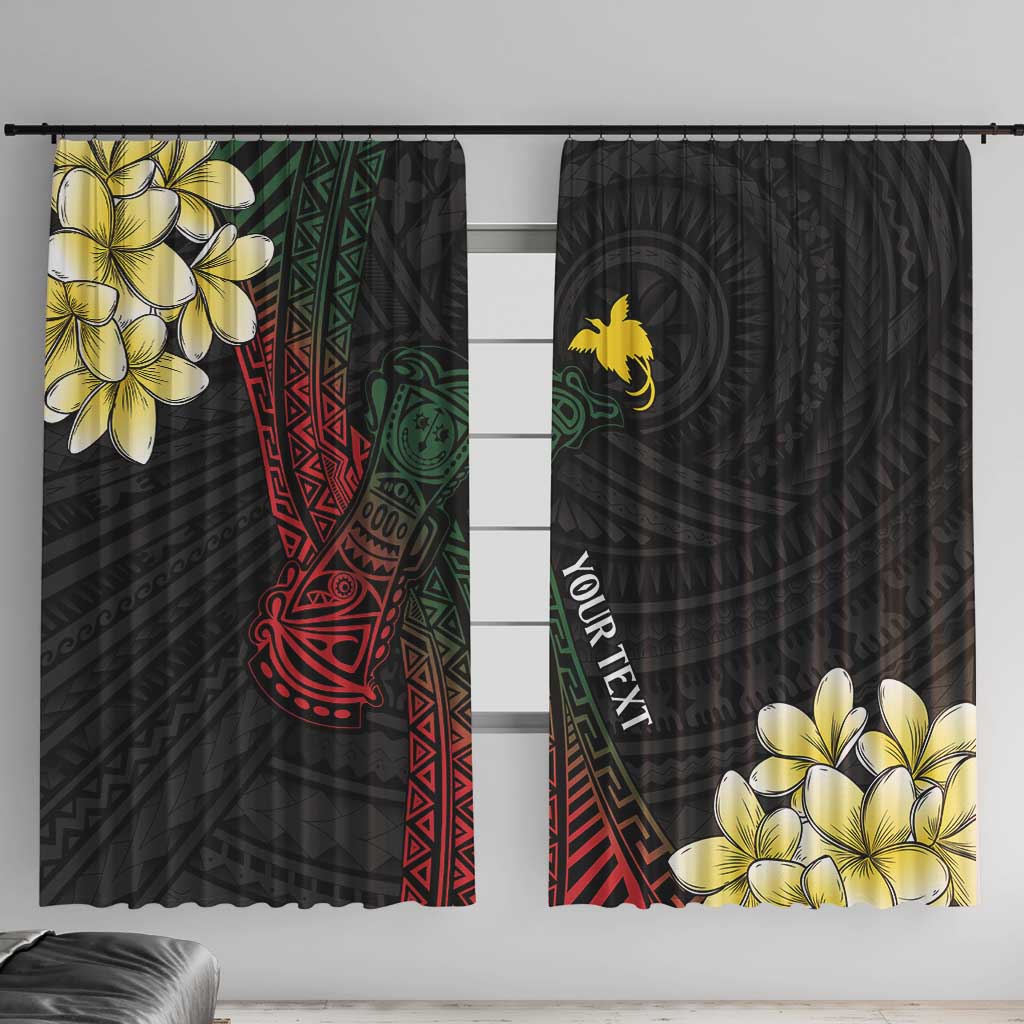 Personalized Papua New Guinea Window Curtain Kundu Drum Motifs - Sepik Colors LT7 With Hooks Black - Polynesian Pride