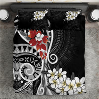 Bula Fiji Tagimaucia Mix Plumeria Masi Tapa Bedding Set Black LT7 Black - Polynesian Pride