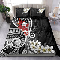 Bula Fiji Tagimaucia Mix Plumeria Masi Tapa Bedding Set Black LT7 - Polynesian Pride