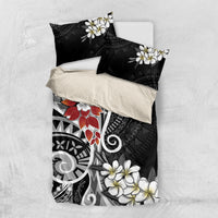 Bula Fiji Tagimaucia Mix Plumeria Masi Tapa Bedding Set Black LT7 US Twin 172cm x 218cm Black - Polynesian Pride