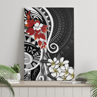 Bula Fiji Tagimaucia Mix Plumeria Masi Tapa Canvas Wall Art Black LT7 - Polynesian Pride