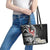 Bula Fiji Tagimaucia Mix Plumeria Masi Tapa Leather Tote Bag Black