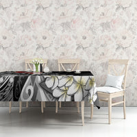 Bula Fiji Tagimaucia Mix Plumeria Masi Tapa Tablecloth Black LT7 - Polynesian Pride