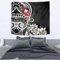 Bula Fiji Tagimaucia Mix Plumeria Masi Tapa Tapestry Black LT7 - Polynesian Pride
