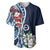 Bula Fiji Tagimaucia Mix Plumeria Masi Tapa Baseball Jersey Blue LT7 Blue - Polynesian Pride