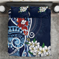 Bula Fiji Tagimaucia Mix Plumeria Masi Tapa Bedding Set Blue LT7 Blue - Polynesian Pride