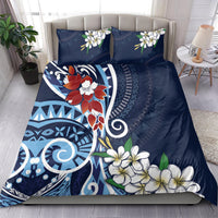 Bula Fiji Tagimaucia Mix Plumeria Masi Tapa Bedding Set Blue LT7 - Polynesian Pride