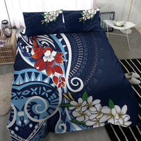 Bula Fiji Tagimaucia Mix Plumeria Masi Tapa Bedding Set Blue LT7 - Polynesian Pride