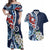 Bula Fiji Tagimaucia Mix Plumeria Masi Tapa Couples Matching Off Shoulder Maxi Dress and Hawaiian Shirt Blue LT7 Blue - Polynesian Pride