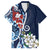 Bula Fiji Tagimaucia Mix Plumeria Masi Tapa Family Matching Off Shoulder Long Sleeve Dress and Hawaiian Shirt Blue LT7 Dad's Shirt - Short Sleeve Blue - Polynesian Pride