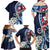 Bula Fiji Tagimaucia Mix Plumeria Masi Tapa Family Matching Off Shoulder Maxi Dress and Hawaiian Shirt Blue LT7 - Polynesian Pride