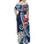 Bula Fiji Tagimaucia Mix Plumeria Masi Tapa Family Matching Off Shoulder Maxi Dress and Hawaiian Shirt Blue LT7 - Polynesian Pride