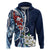 Bula Fiji Tagimaucia Mix Plumeria Masi Tapa Hoodie Blue LT7 Zip Hoodie Blue - Polynesian Pride