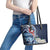 Bula Fiji Tagimaucia Mix Plumeria Masi Tapa Leather Tote Bag Blue