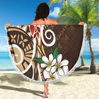 Bula Fiji Tagimaucia Mix Plumeria Masi Tapa Beach Blanket Brown LT7 - Polynesian Pride