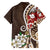 Bula Fiji Tagimaucia Mix Plumeria Masi Tapa Family Matching Off Shoulder Long Sleeve Dress and Hawaiian Shirt Brown LT7 - Polynesian Pride