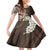 Bula Fiji Tagimaucia Mix Plumeria Masi Tapa Family Matching Off Shoulder Short Dress and Hawaiian Shirt Brown LT7 Daughter's Dress Brown - Polynesian Pride