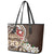 Bula Fiji Tagimaucia Mix Plumeria Masi Tapa Leather Tote Bag Brown