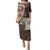 Bula Fiji Tagimaucia Mix Plumeria Masi Tapa Puletasi Brown LT7 Long Dress Brown - Polynesian Pride