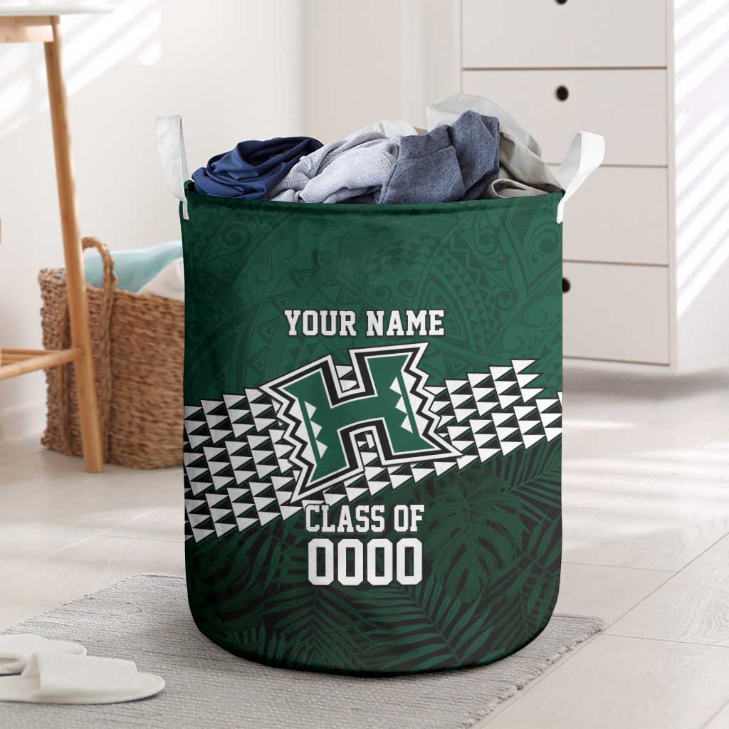 Hawaii Rainbow Warriors Alumni Custom Laundry Basket Kanaka Arrows Tropical Vibes LT7 Green - Polynesian Pride