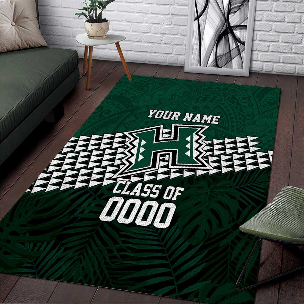 Hawaii Rainbow Warriors Alumni Custom Area Rug Kanaka Arrows Tropical Vibes LT7 Green - Polynesian Pride