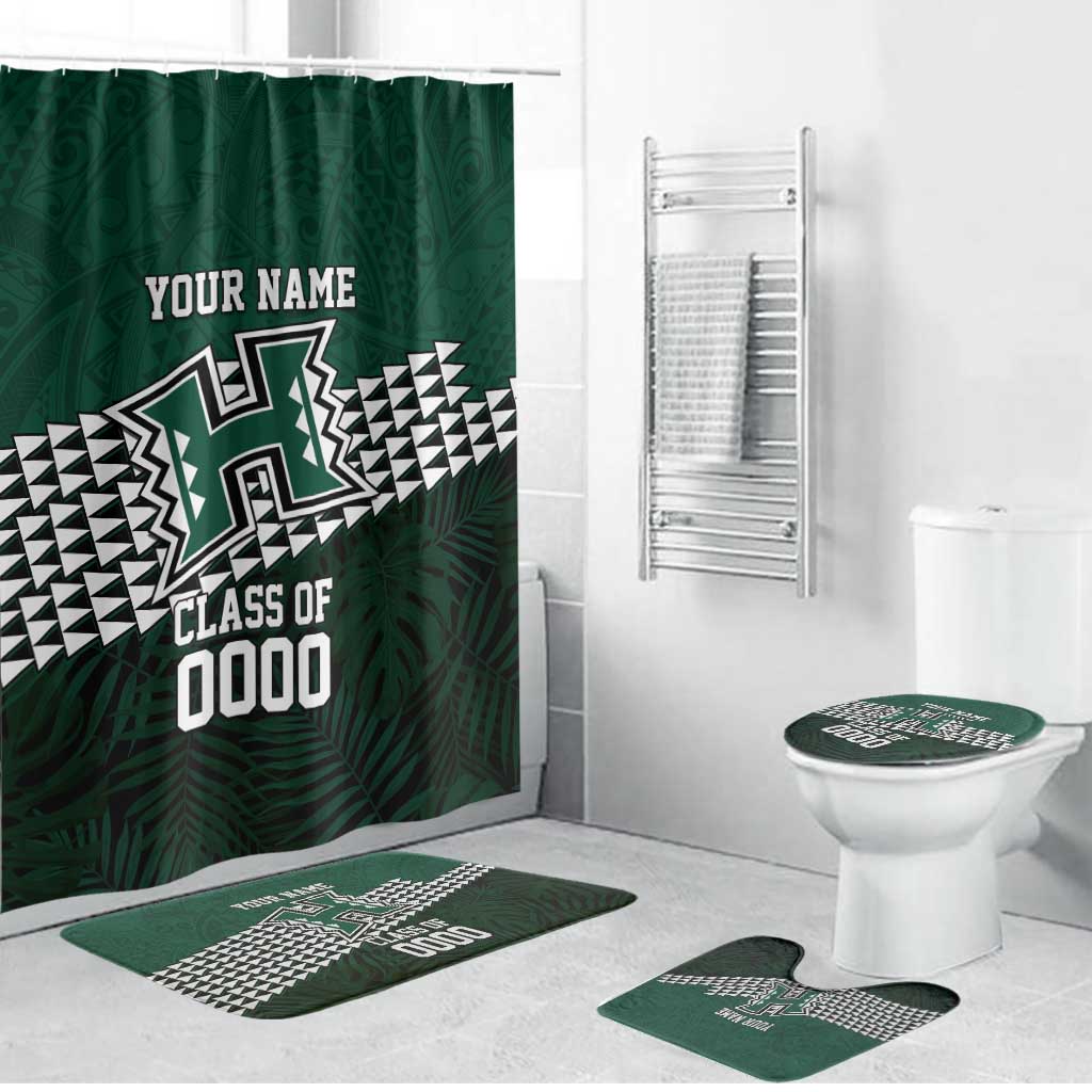 Hawaii Rainbow Warriors Alumni Custom Bathroom Set Kanaka Arrows Tropical Vibes LT7 Bathroom Set (4 pcs) Green - Polynesian Pride