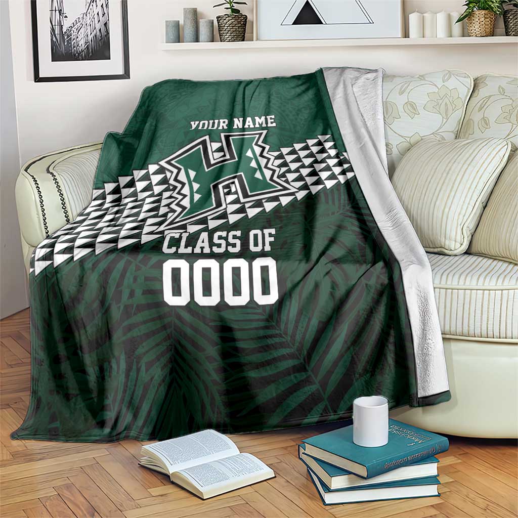 Hawaii Rainbow Warriors Alumni Custom Blanket Kanaka Arrows Tropical Vibes LT7 Green - Polynesian Pride