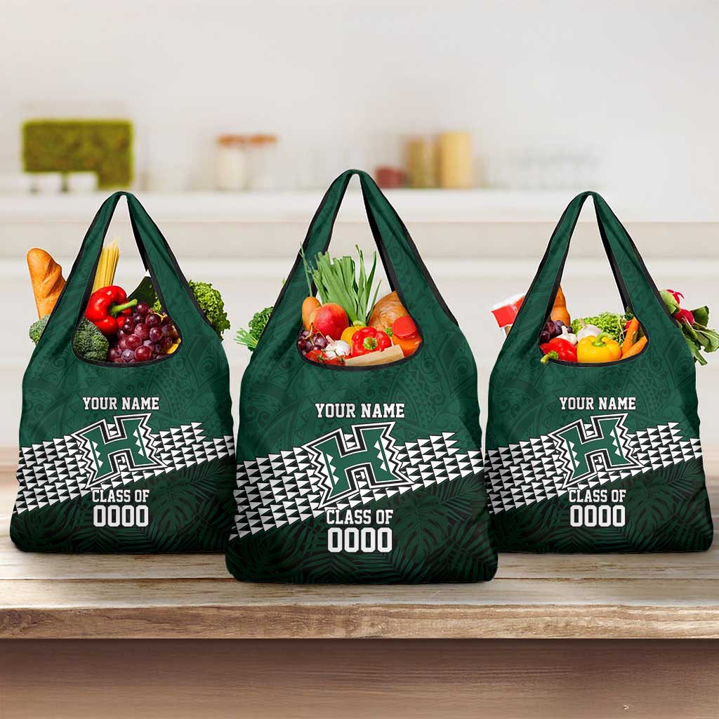 Hawaii Rainbow Warriors Alumni Custom Grocery Bag Kanaka Arrows Tropical Vibes LT7 3-pack One Size Green - Polynesian Pride