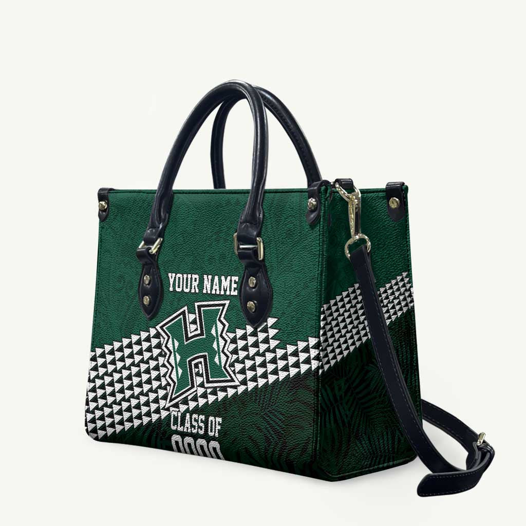 Hawaii Rainbow Warriors Alumni Custom Leather Bag Kanaka Arrows Tropical Vibes LT7 Green - Polynesian Pride