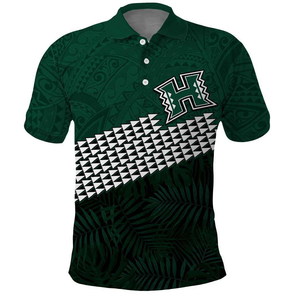Hawaii Rainbow Warriors Alumni Custom Polo Shirt Kanaka Arrows Tropical Vibes LT7 Green - Polynesian Pride