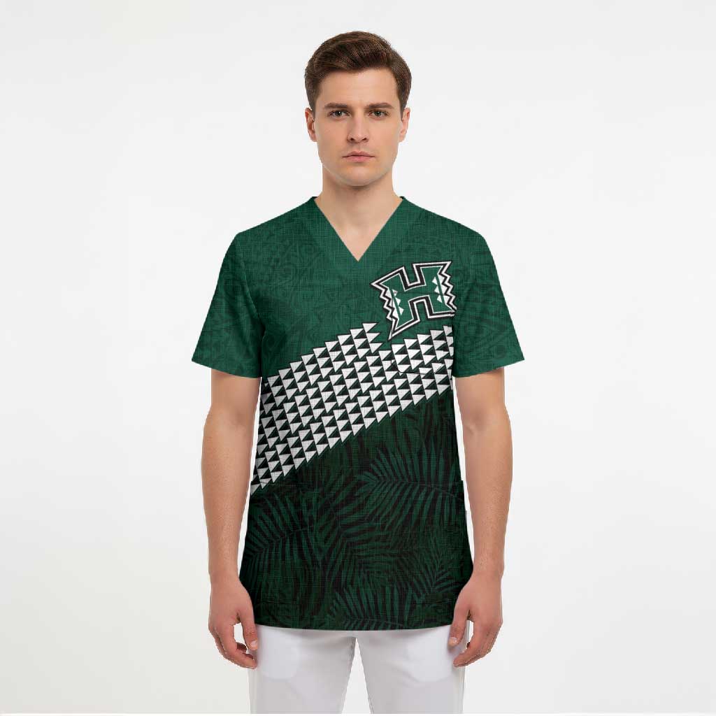 Hawaii Rainbow Warriors Alumni Custom Scrub Top Kanaka Arrows Tropical Vibes LT7 - Polynesian Pride
