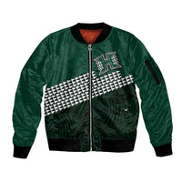 Hawaii Rainbow Warriors Alumni Custom Sleeve Zip Bomber Jacket Kanaka Arrows Tropical Vibes LT7 Unisex Green - Polynesian Pride