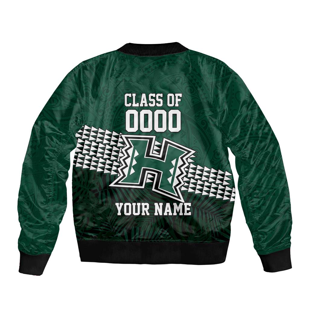 Hawaii Rainbow Warriors Alumni Custom Sleeve Zip Bomber Jacket Kanaka Arrows Tropical Vibes LT7 - Polynesian Pride