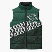 Hawaii Rainbow Warriors Alumni Custom Sleeveless Puffer Jacket Kanaka Arrows Tropical Vibes LT7 Unisex Green - Polynesian Pride