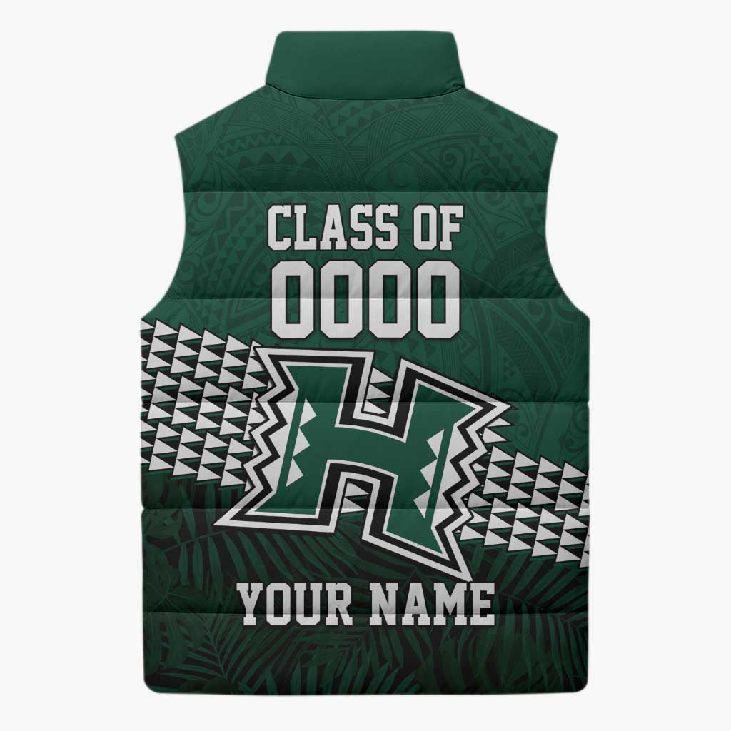Hawaii Rainbow Warriors Alumni Custom Sleeveless Puffer Jacket Kanaka Arrows Tropical Vibes LT7 - Polynesian Pride