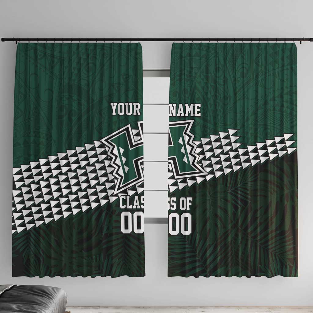 Hawaii Rainbow Warriors Alumni Custom Window Curtain Kanaka Arrows Tropical Vibes LT7 With Hooks Green - Polynesian Pride