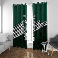 Hawaii Rainbow Warriors Alumni Custom Window Curtain Kanaka Arrows Tropical Vibes LT7 With Grommets Green - Polynesian Pride