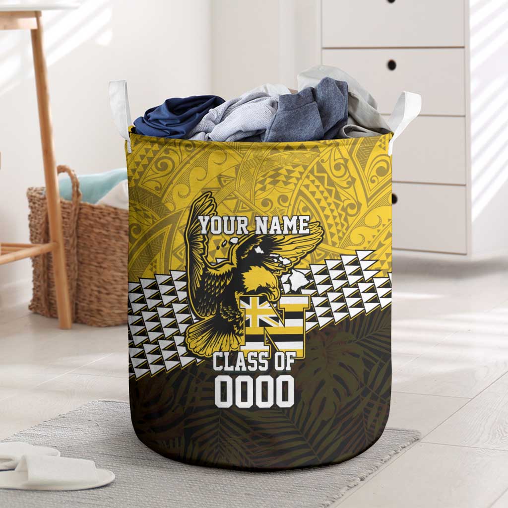 Hawaii Nanakuli High Alumni Custom Laundry Basket Kanaka Arrows Tropical Vibes LT7 Yellow Black - Polynesian Pride