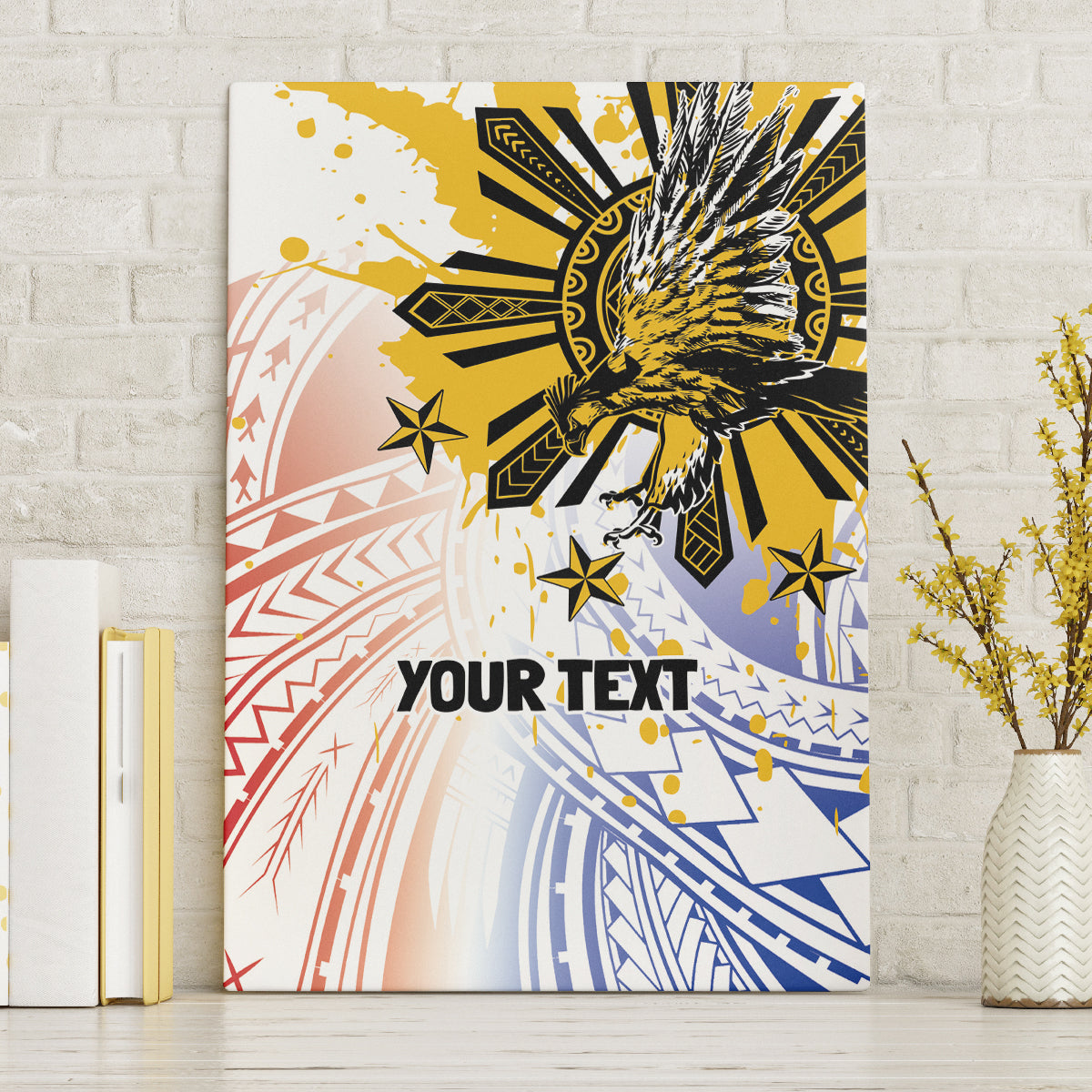 Philippines Independence Day Canvas Wall Art Eagle Mix Filipino Flag Tribal Style LT7 Without Frame White - Polynesian Pride