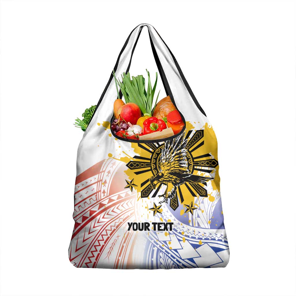 Philippines Independence Day Grocery Bag Eagle Mix Filipino Flag Tribal Style LT7 1-pack One Size White - Polynesian Pride