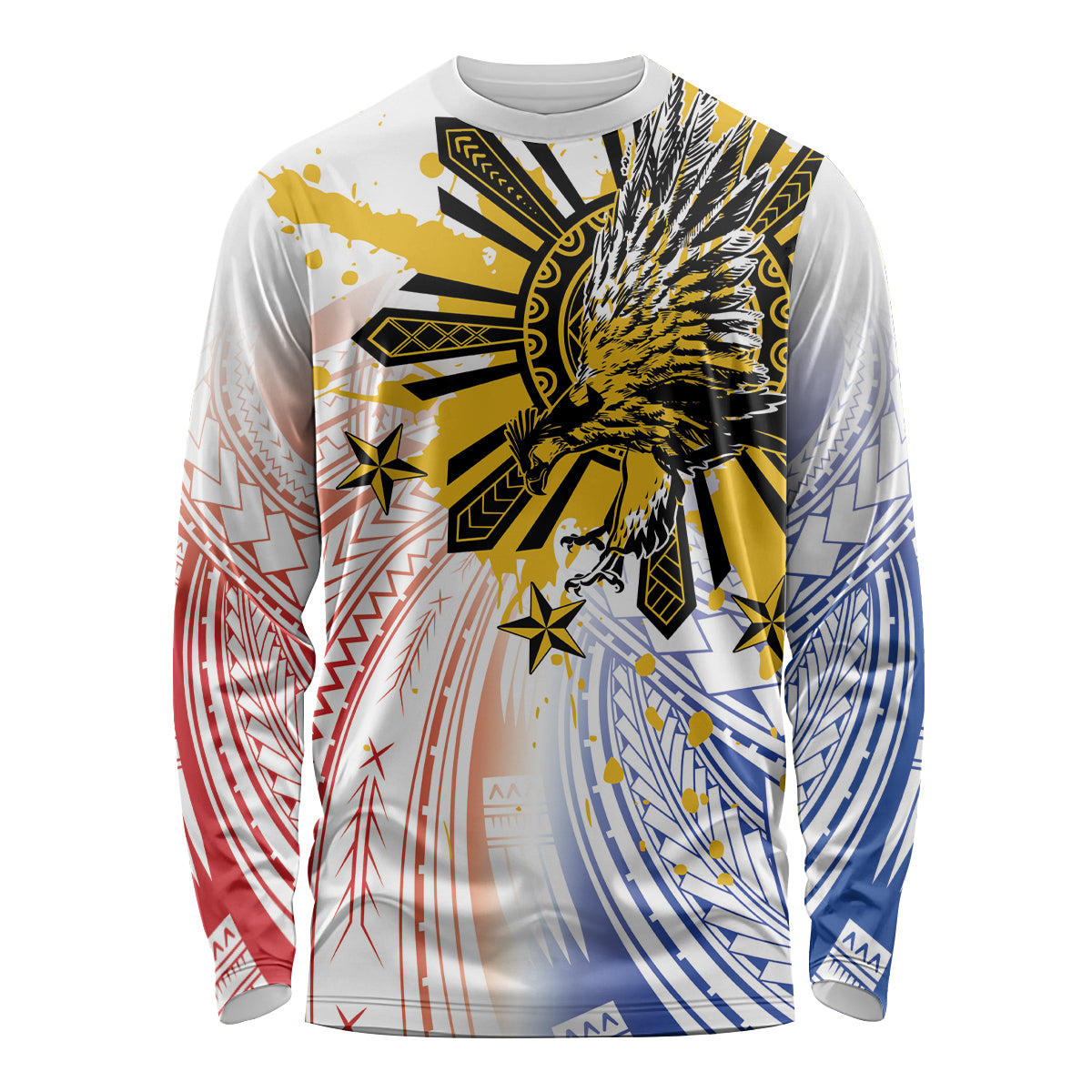 Philippines Independence Day Long Sleeve Shirt Eagle Mix Filipino Flag Tribal Style LT7 Unisex White - Polynesian Pride