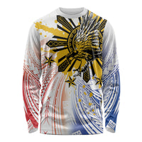 Philippines Independence Day Long Sleeve Shirt Eagle Mix Filipino Flag Tribal Style LT7 Unisex White - Polynesian Pride